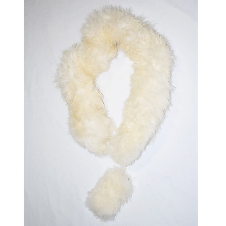 100% Baby Alpaca Fur Scarf ~ Natural Fiber Wrap for Women ~ Off White - Princesa Inca®