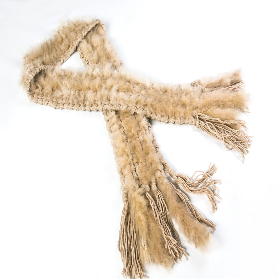 100% Baby Alpaca Fur Scarf - Beige - Princesa Inca®