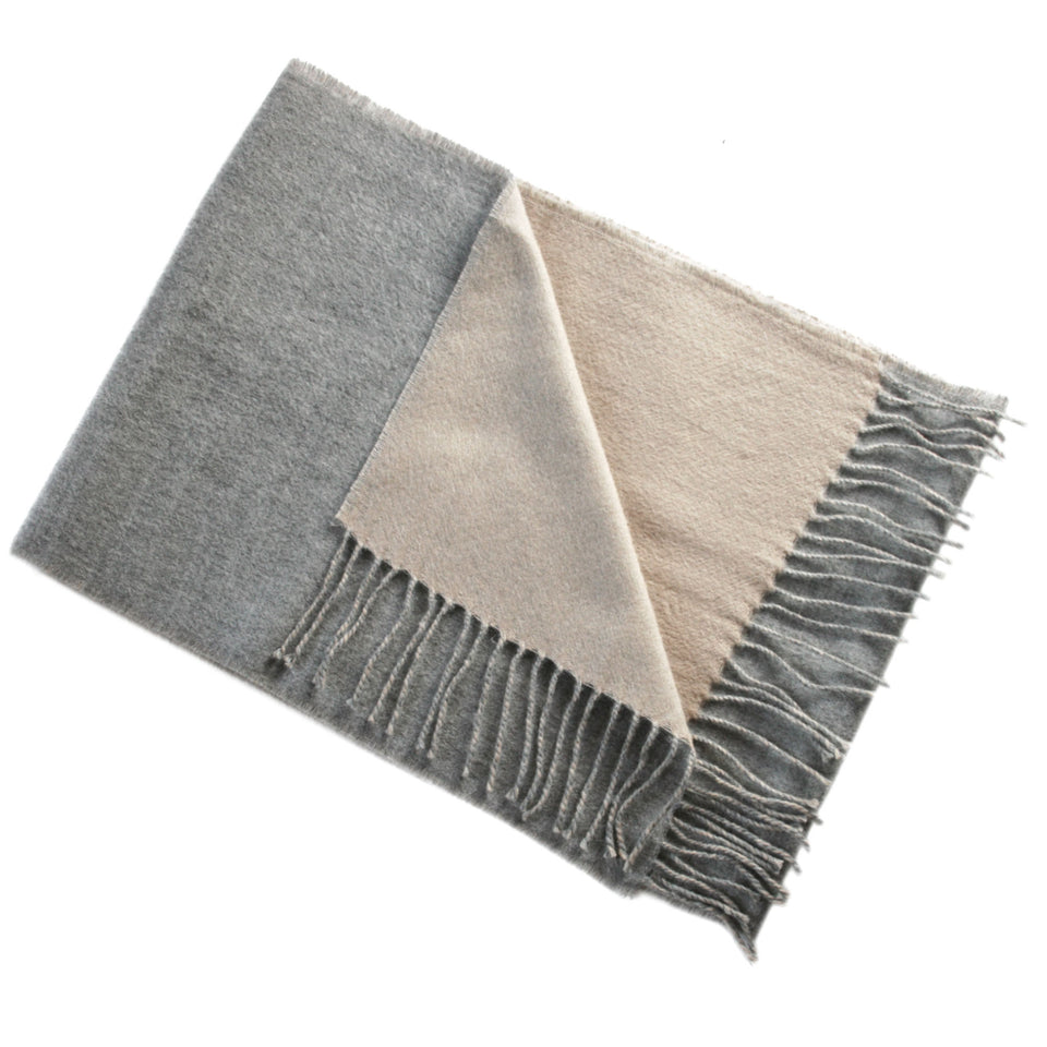 100% Baby Alpaca Scarf ~ Lt Beige/Lt Gray - Princesa Inca®