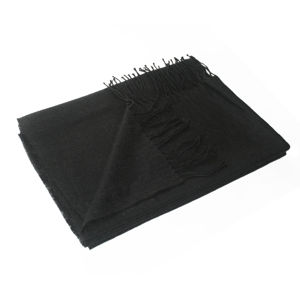 100% Baby Alpaca Wool Woven Shawl ~ Black - Princesa Inca®