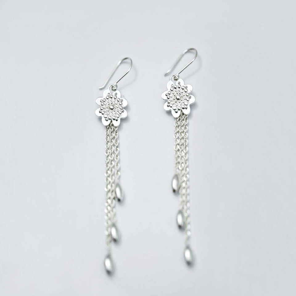 Andean Clover 950 Silver Earrings Jewelry - Princesa Inca®