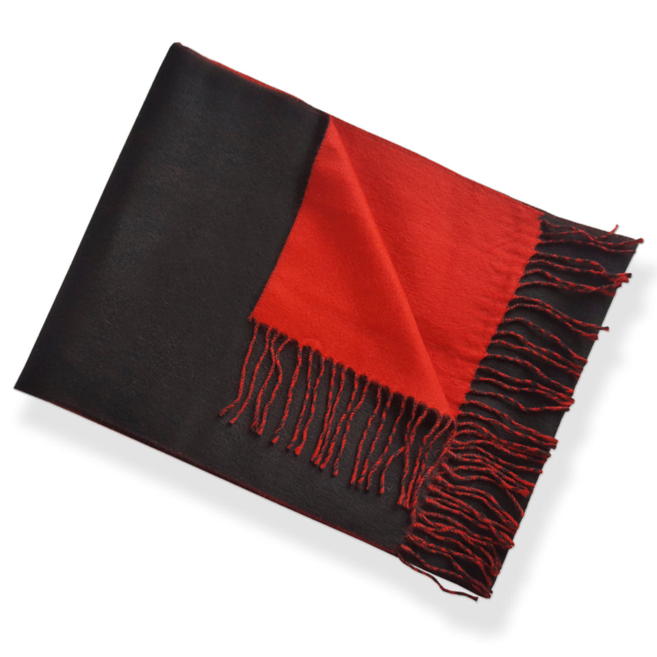 Reversible 100% Baby Alpaca Woven Scarf ~ Natural Fiber Wrap for Women and Men ~ Black/Red - Princesa Inca®
