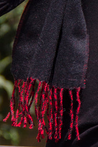 Reversible 100% Baby Alpaca Woven Scarf ~ Natural Fiber Wrap for Women and Men ~ Black/Red - Princesa Inca®