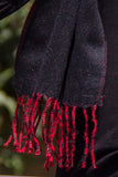 Reversible 100% Baby Alpaca Woven Scarf ~ Natural Fiber Wrap for Women and Men ~ Black/Red - Princesa Inca®