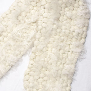 Hand Knit 100% Baby Alpaca Scarf w/ Fur Applications - Natural Fiber Wrap for Women~ Off-White - Princesa Inca®