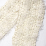 Hand Knit 100% Baby Alpaca Scarf w/ Fur Applications - Natural Fiber Wrap for Women~ Off-White - Princesa Inca®