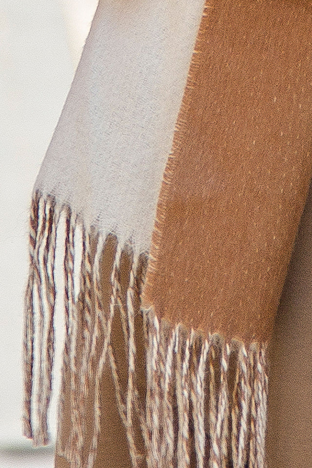100% Baby Alpaca Scarf - Camel/Off-White - Princesa Inca®