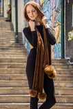 One Piece Hand Knit Baby Alpaca Blend Scarf and Hat for Women and Men ~ Brown - Princesa Inca®