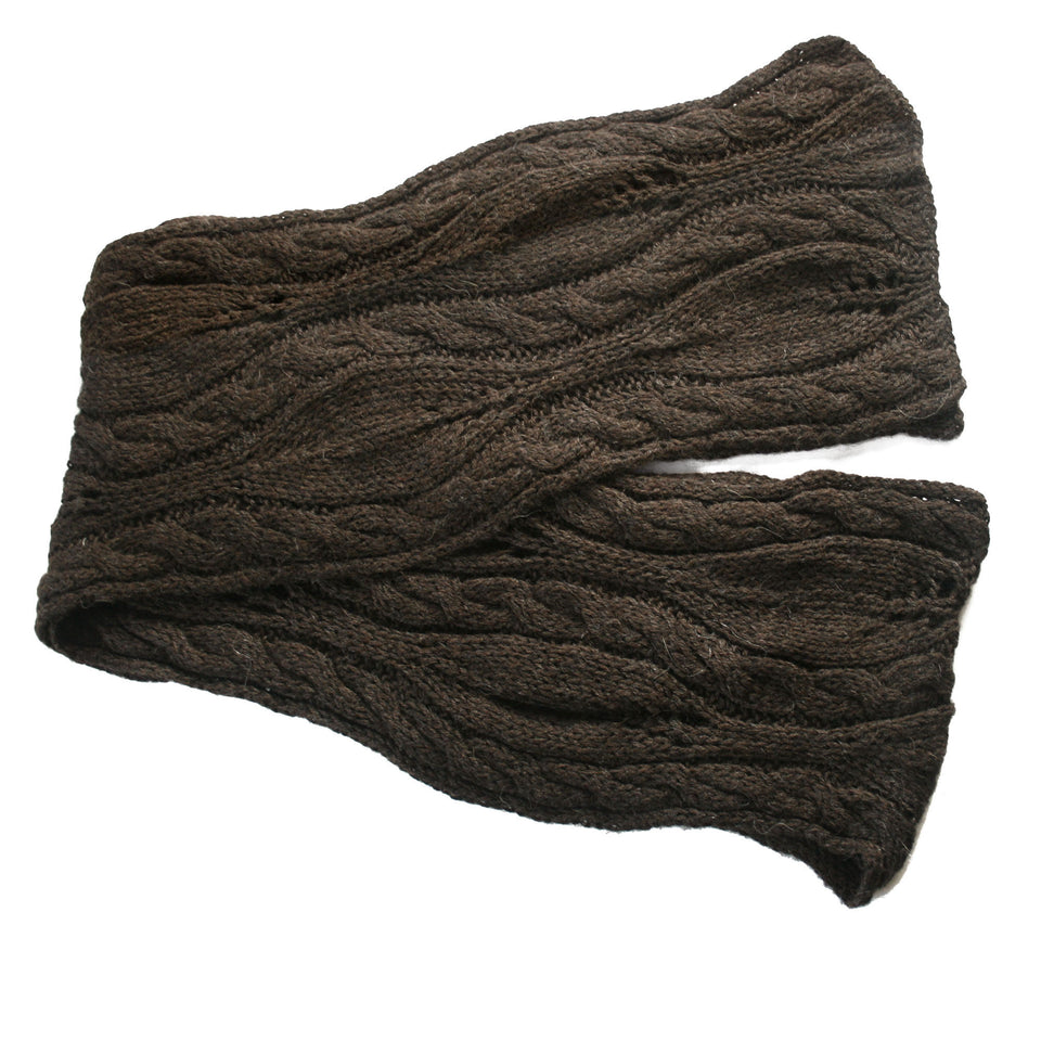 Hand Knit 100% Baby Alpaca Scarf for Women ~ Brown - Princesa Inca®