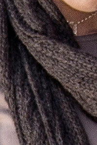 Hand Knit 100% Baby Alpaca Scarf for Women ~ Brown - Princesa Inca®