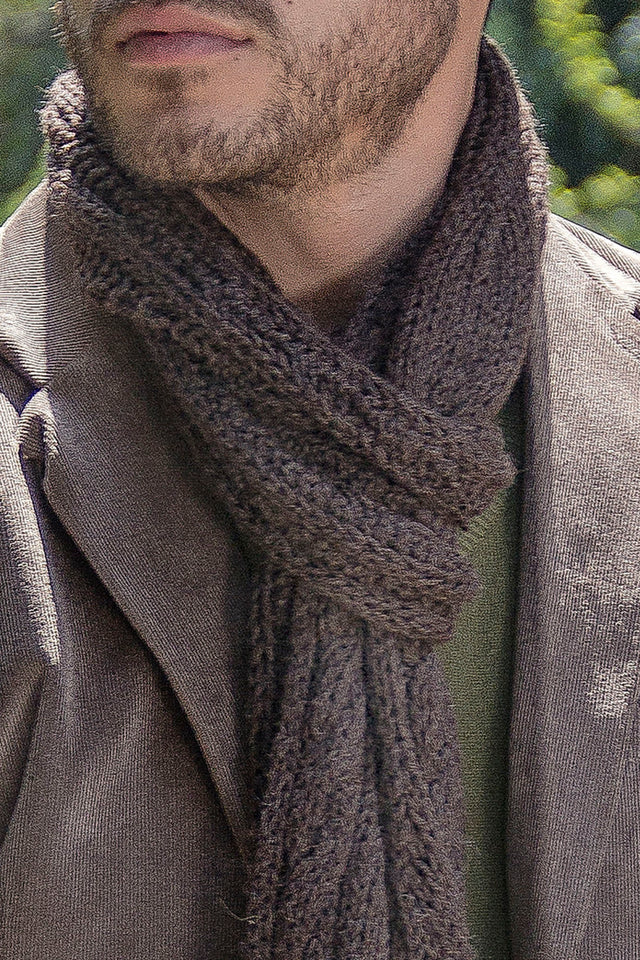 Hand Knit 100% Baby Alpaca Scarf for Women ~ Brown - Princesa Inca®
