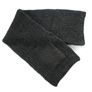 100% Alpaca Knitted Scarf w/ Leather Pocket for Women and Men ~ Dk Gray - Princesa Inca®