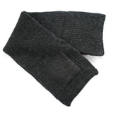 100% Alpaca Knitted Scarf w/ Leather Pocket for Women and Men ~ Dk Gray - Princesa Inca®
