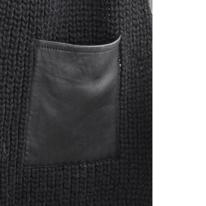 100% Alpaca Knitted Scarf w/ Leather Pocket for Women and Men ~ Dk Gray - Princesa Inca®
