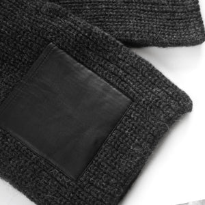 100% Alpaca Knitted Scarf w/ Leather Pocket for Women and Men ~ Dk Gray - Princesa Inca®