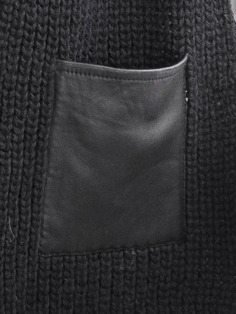 100% Alpaca Knitted Scarf w/ Leather Pocket for Women and Men ~ Dk Gray - Princesa Inca®