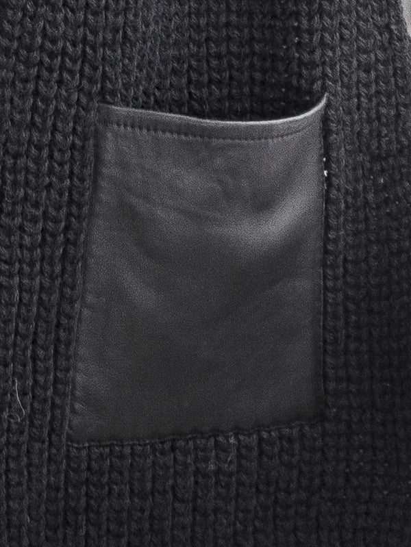 100% Alpaca Knitted Scarf w/ Leather Pocket for Women and Men ~ Dk Gray - Princesa Inca®