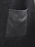 100% Alpaca Knitted Scarf w/ Leather Pocket for Women and Men ~ Dk Gray - Princesa Inca®