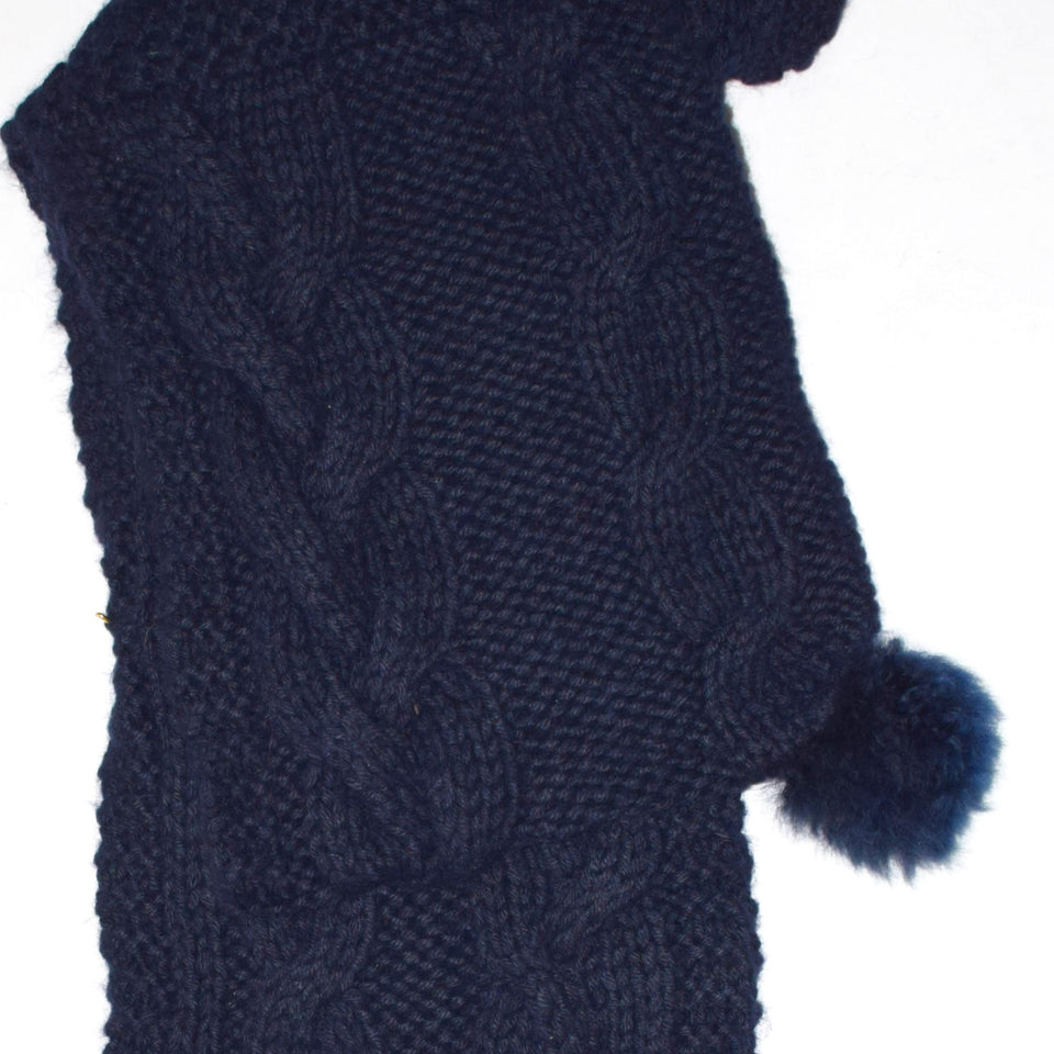 One Piece Long Baby Alpaca Blend Scarf Hat  for Women and Men ~ Navy Blue - Princesa Inca®