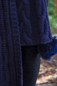 One Piece Long Baby Alpaca Blend Scarf Hat  for Women and Men ~ Navy Blue - Princesa Inca®