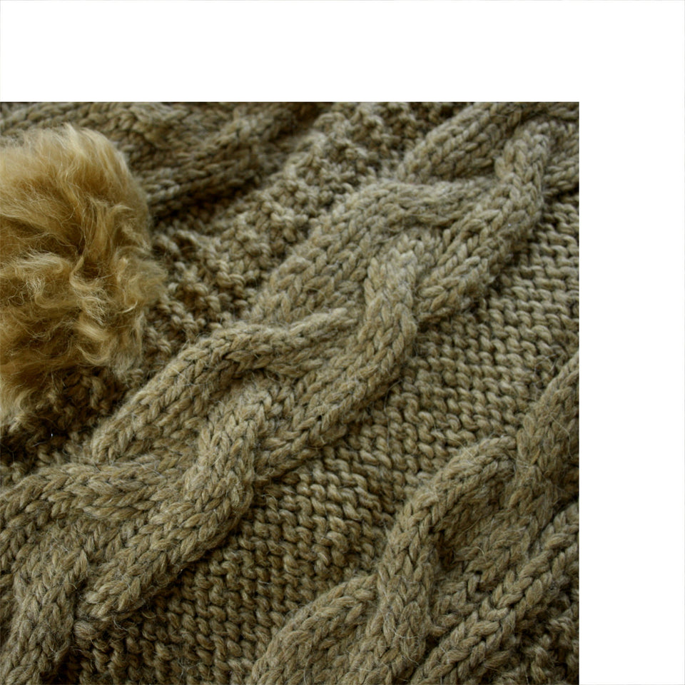 One Piece Hand Knit Baby Alpaca Blend Scarf Hat for Women Men ~ Green - Princesa Inca®