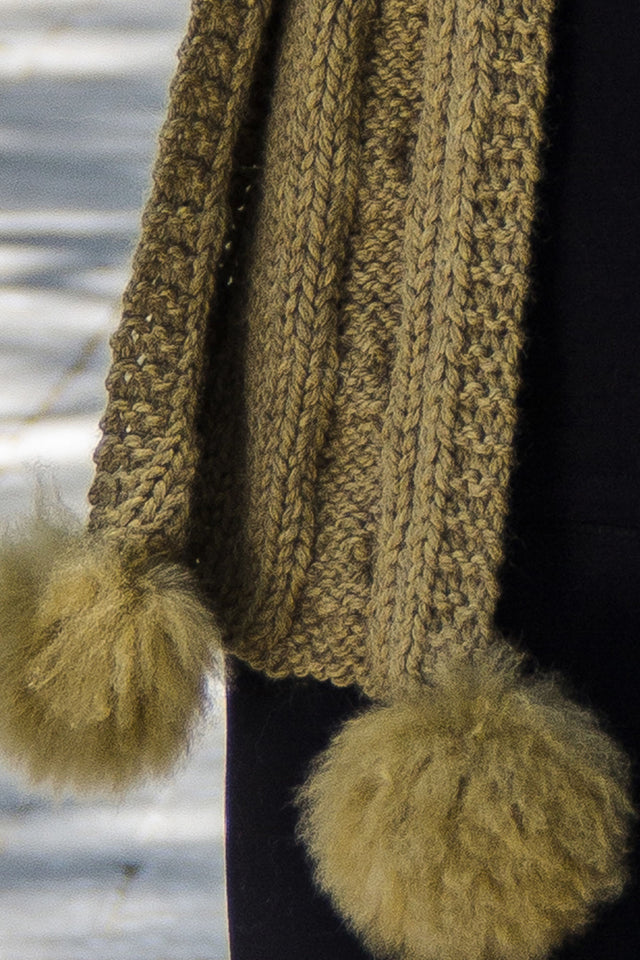 One Piece Hand Knit Baby Alpaca Blend Scarf Hat for Women Men ~ Green - Princesa Inca®
