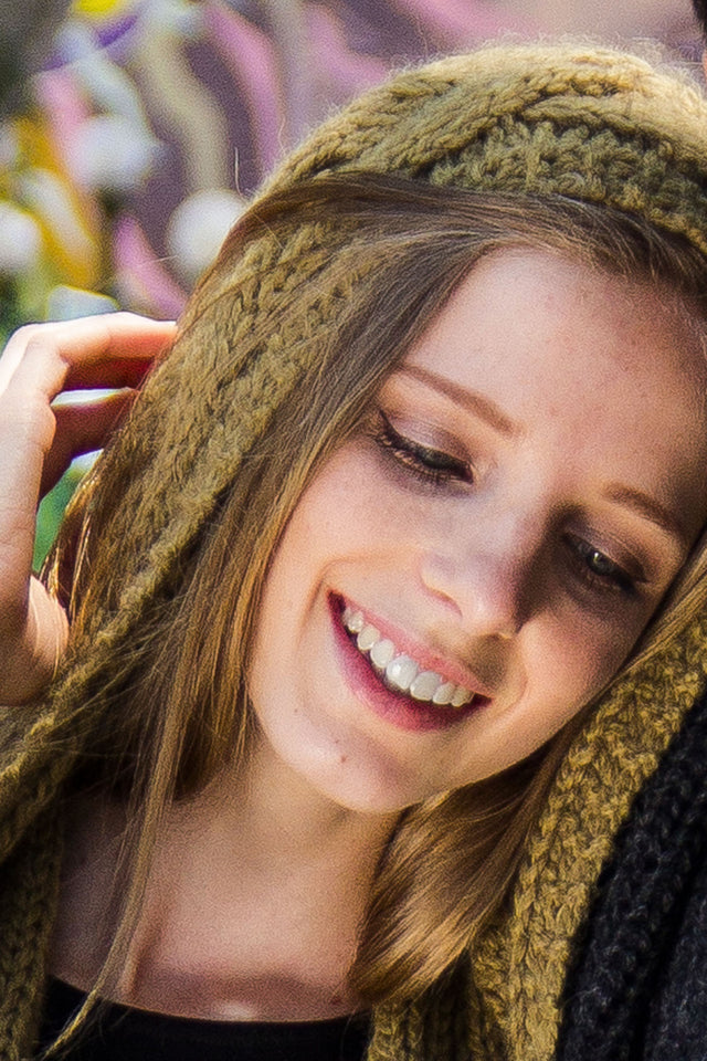 One Piece Hand Knit Baby Alpaca Blend Scarf Hat for Women Men ~ Green - Princesa Inca®