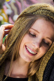 One Piece Hand Knit Baby Alpaca Blend Scarf Hat for Women Men ~ Green - Princesa Inca®
