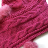 One Piece Hand Knitted Baby Alpaca Blend Scarf Hat for Women ~ Fuchsia - Princesa Inca®