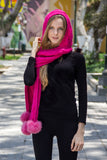 One Piece Hand Knitted Baby Alpaca Blend Scarf Hat for Women ~ Fuchsia - Princesa Inca®