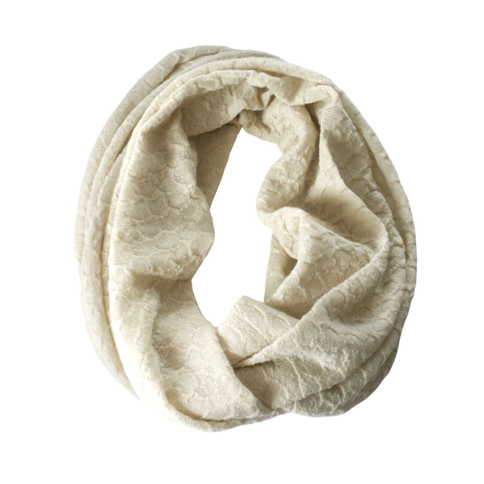 Infinity 100% Baby Alpaca Knitted Scarf ~ Natural Fiber Wrap for Women ~ Off-White - Princesa Inca®