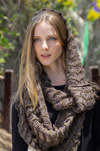 Infinity Baby Alpaca Lightweight Blend Scarf ~ Natural Fiber Wrap for Women ~ Beige/Green - Princesa Inca®