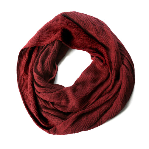 Infinity 100% Baby Alpaca Knitted Scarf - Natural Fiber Wrap for Women ~ Burgundy - Princesa Inca®