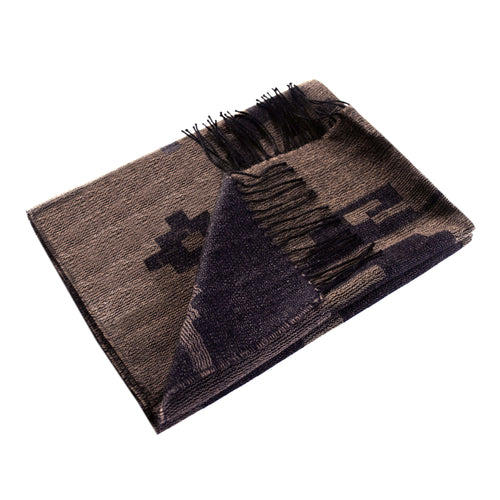 Reversible 100% Baby Alpaca Shawl ~ Dk Brown / Off-White - Princesa Inca®