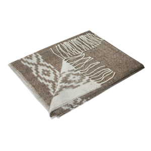 Reversible 100% Baby Alpaca Shawl Wrap ~ Brown / Off-White - Princesa Inca®