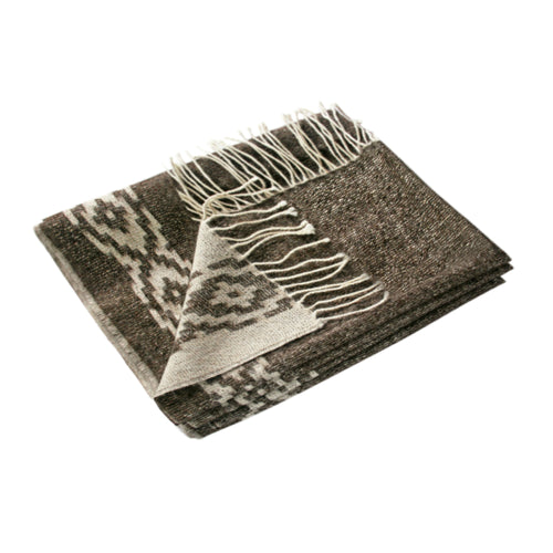 Reversible 100% Baby Alpaca Shawl ~ Dk Brown / Off-White - Princesa Inca®