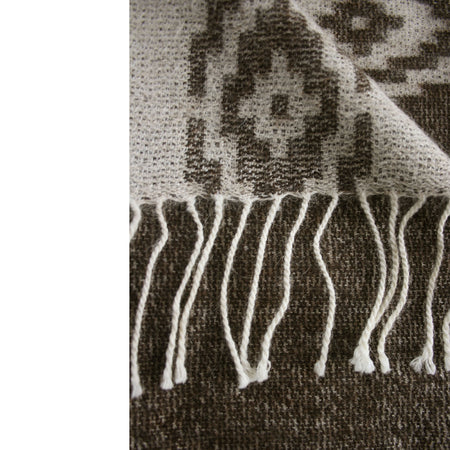 Reversible 100% Baby Alpaca Shawl ~ Dk Brown / Off-White - Princesa Inca®