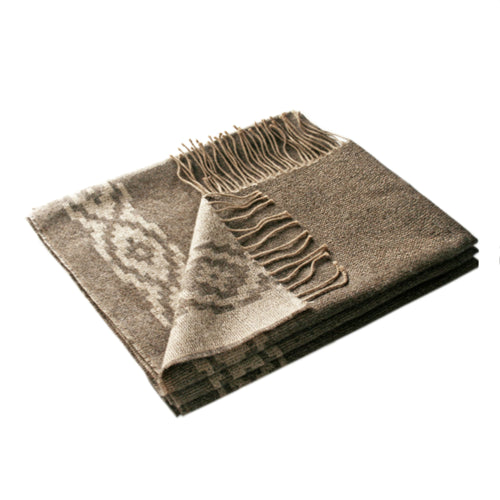 Reversible 100% Baby Alpaca Shawl ~ Brown / Beige - Princesa Inca®