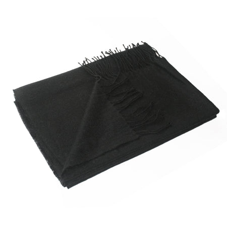 100% Baby Alpaca Wool Woven Shawl ~ Black - Princesa Inca®