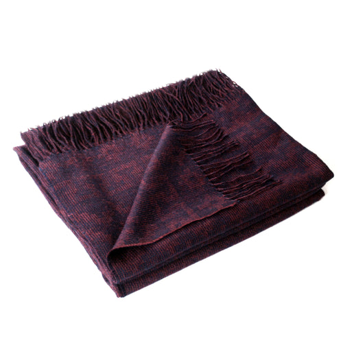 100% Baby Alpaca Woven Throw Blanket ~ Burgundy/Blue - Princesa Inca®