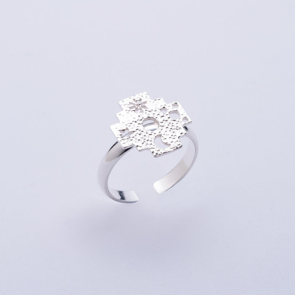 Andean Cross 950 Silver Ring Jewelry - Princesa Inca®
