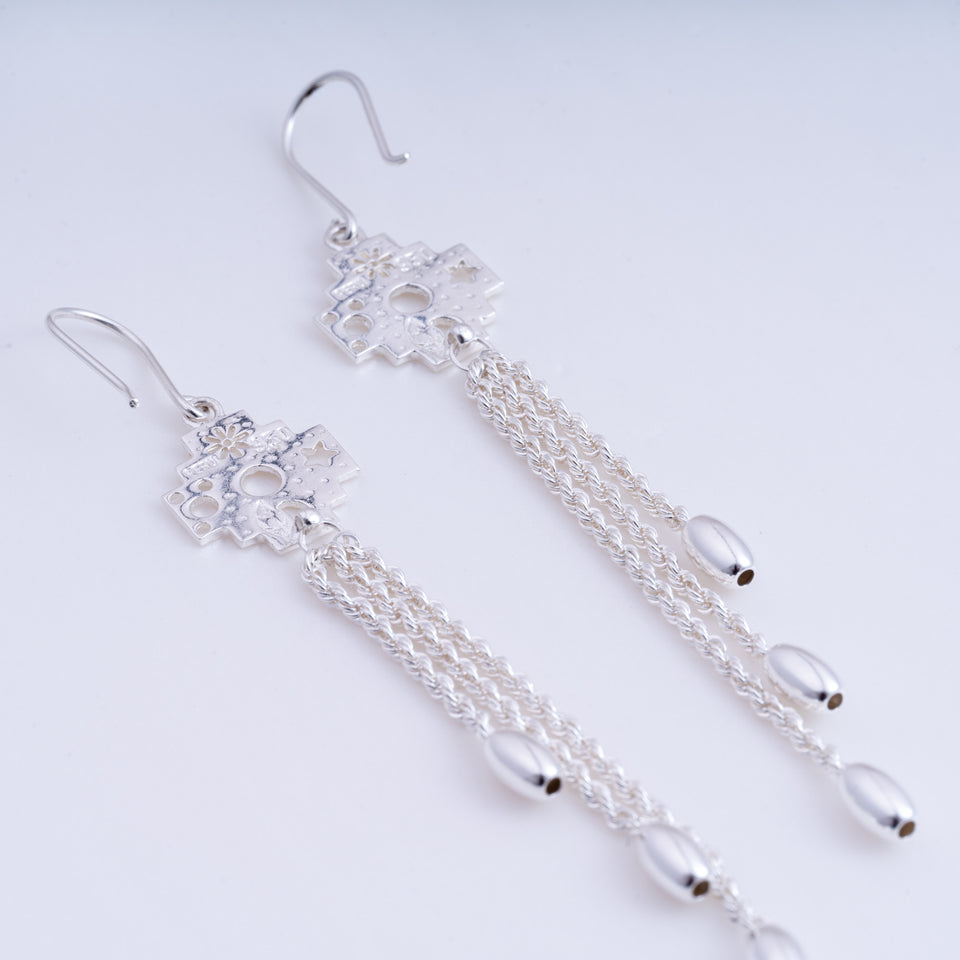 Andean Cross 950 Silver Earrings Jewelry - Princesa Inca®