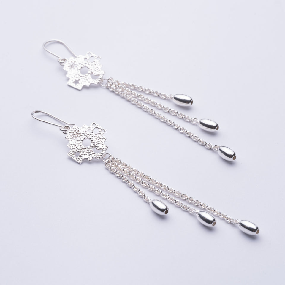 Andean Cross 950 Silver Earrings Jewelry - Princesa Inca®